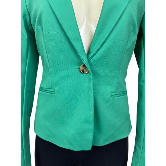 MNG Women’s Emerald Green Blazer With Single-Button Closure Sz 2 - New - Picture 2 of 10